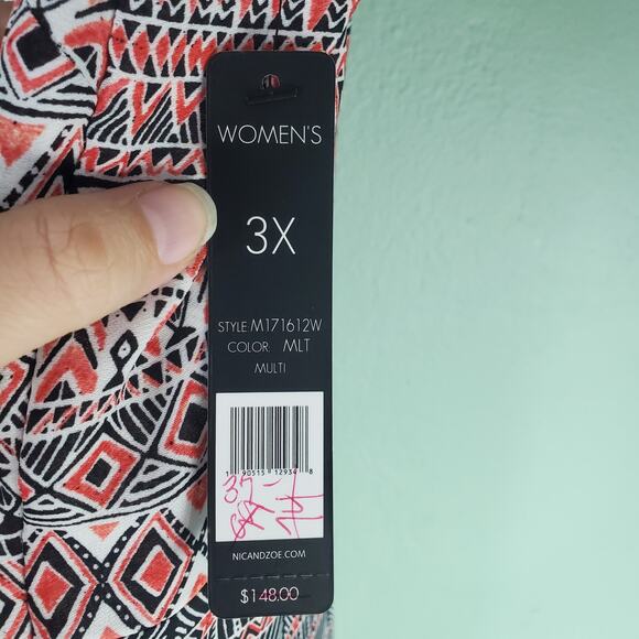 Nic + Zoe Womens Multicolor Tribal Print V-Neck Cap Sleeve Blouse Size 3X - Picture 7 of 7